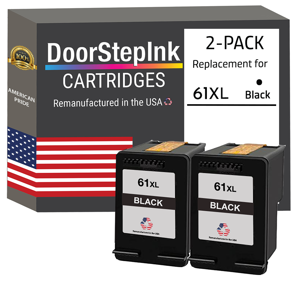 DoorStepInk Brand HP 61XL (CH563WN) Black Twin Pack Remanufactured in the USA Ink Cartridges